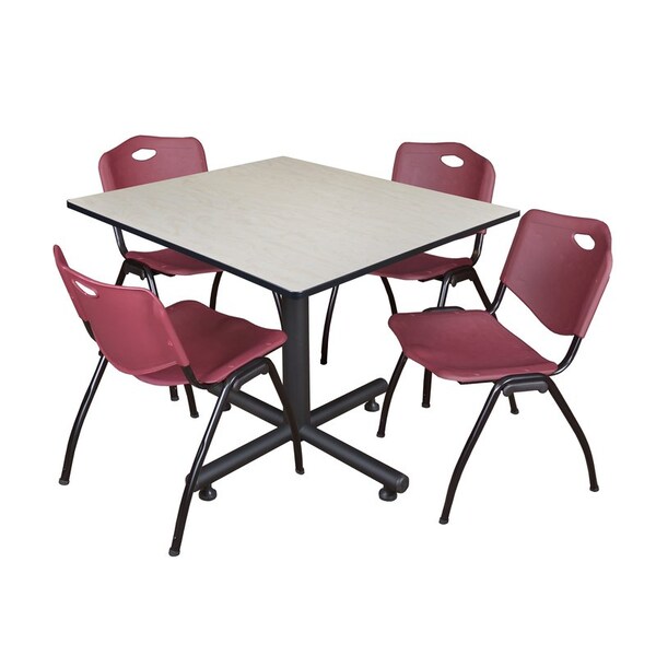 Kobe Kobe Square Table & Chair Set, Wood, Metal, Plastic Top, Maple TKB4848PL47BY - main